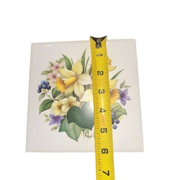 Rare VTG St Martin Email de Limoges trivet hot plate Bouquet Flower Floral - Picture 7 of 8